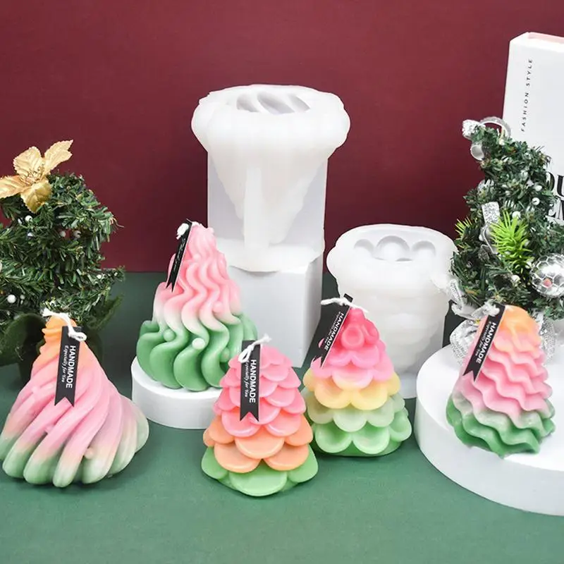 Christmas Tree Resin Mold Candle Making Tree Sculpture 3D Resin Mold Christmas Resin Candle Mold Realistic Flexible Resin