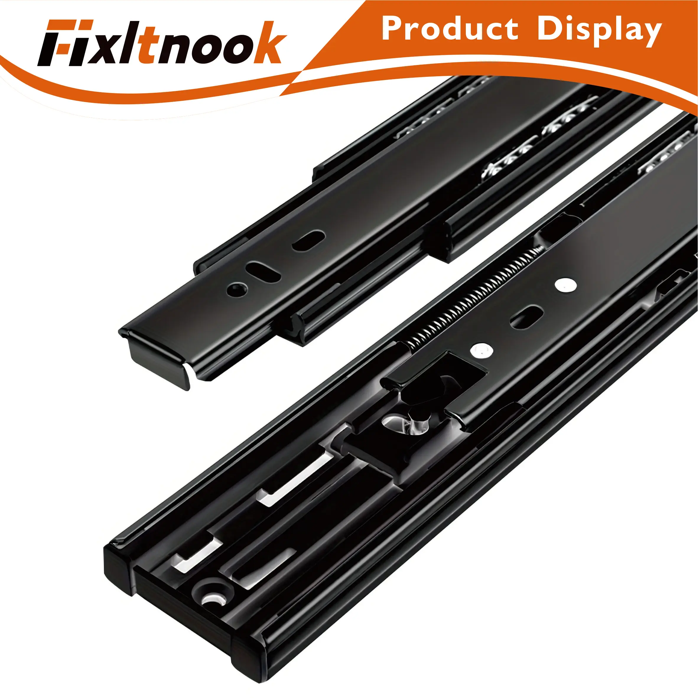 Riel deslizante de cajón cerrado suave totalmente extensible de 22 pulgadas, 1 par de rieles deslizantes de rodamiento de bolas de acero laminado en frío montados lateralmente