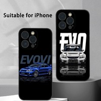 Cool Black EVO X Refit Car Phone Case For iPhone 16 15 14 13 12 11 Pro Max Plus Mini Frosted Soft Shell Funda