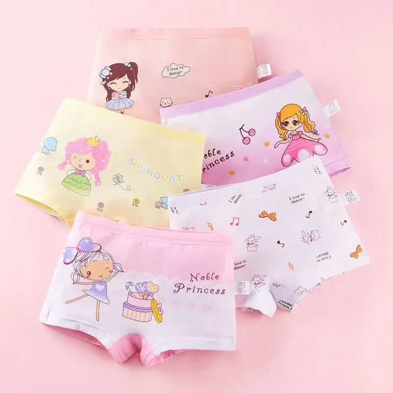 5pcs Girl Cotton Briefs Boxers Children Confortable Panties Underwear High Quality Under Panties Size 2-12T