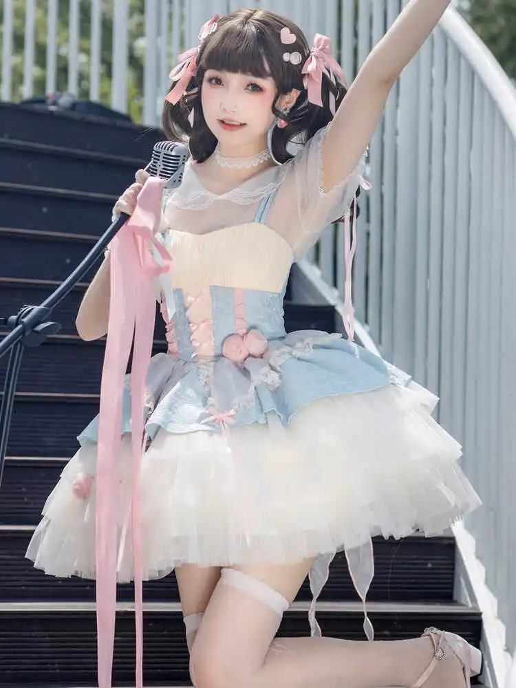

Original Lolita Dress Sweet And Cute Girl Lo Dress Jsk Strap Dress Sweet Girl Tea Party Short Western Dress Summer