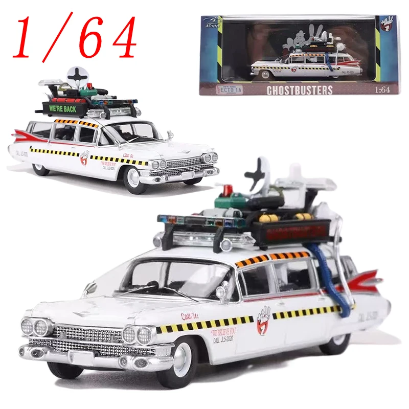

YS Diecast 1/64 Scale Cadillac Alloy Car Model Cadillac Miller Ecto-1 Ghostbusters Play Vehicles Original Box