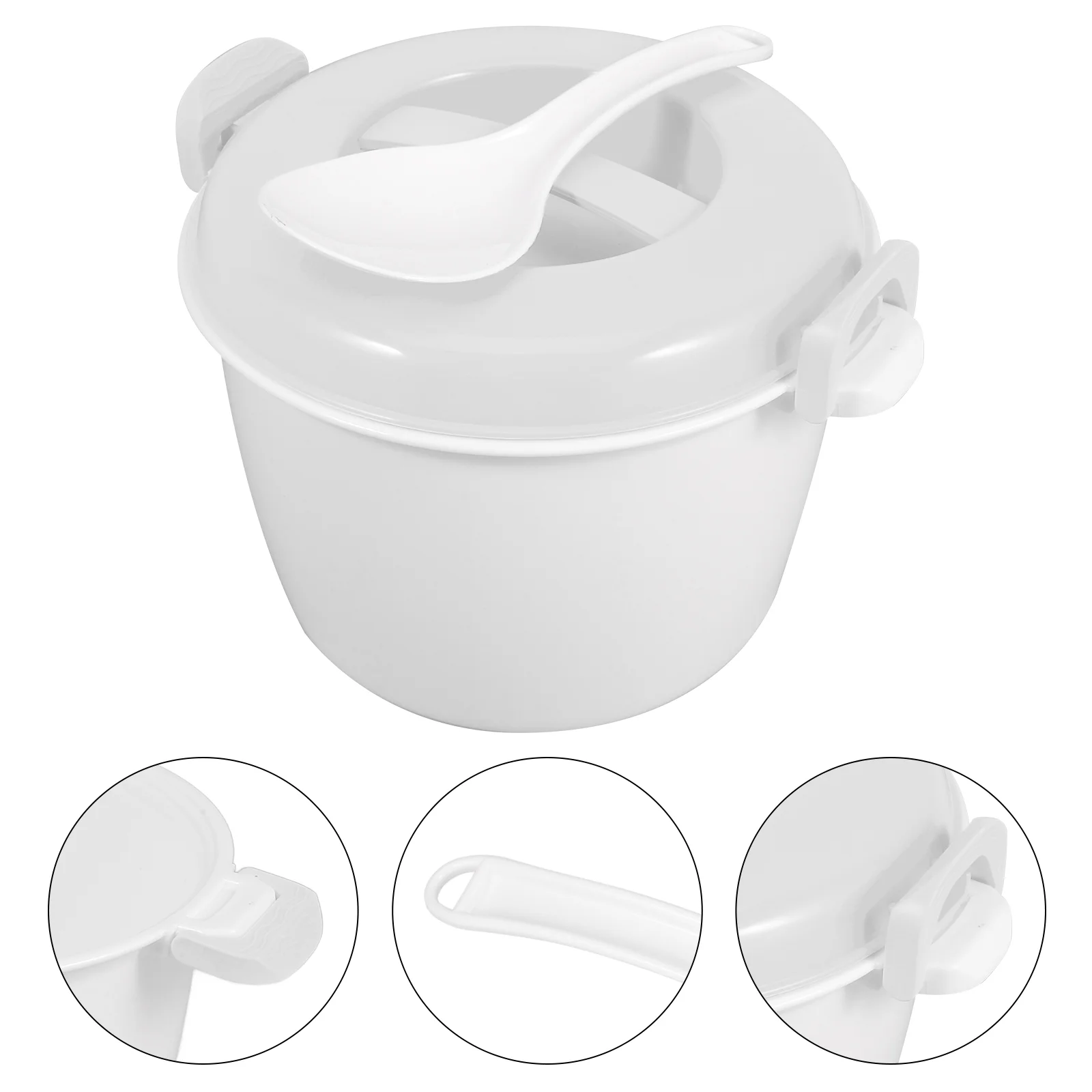 

Pasta Microwave Cooker Rice Microwavable Soup Container Steamer Pot Fresh Bowl White for Vegetables