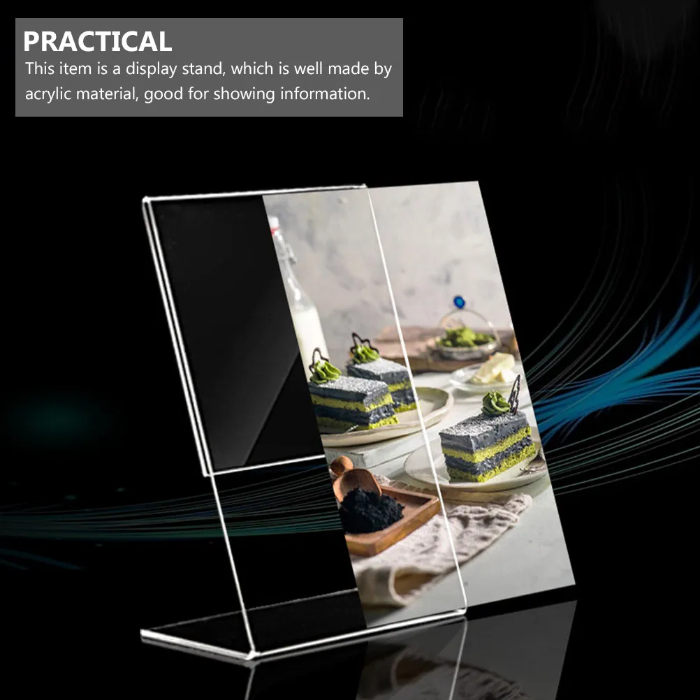 2Pcs Acrylic Sign Holder High-Quality Display Stand for Menu Photo Card Flyer Desktop Storage Rack Versatile Table Top