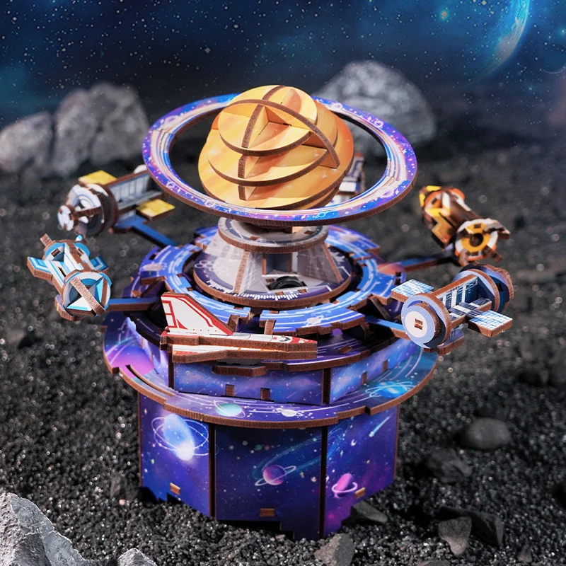 大人用木製オルゴールパズル DIY 回転式 3D クリエイティブ音楽クラフトモデル組み立てキット デスクデコレーション 誕生日プレゼントに最適