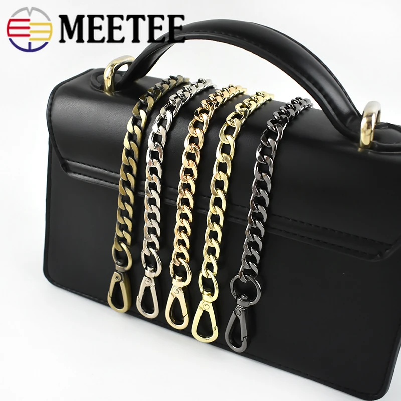 Meetee 60/100/110/120cm Handbag Metal Chains with Buckles DIY Bags Purse Replacement Shoulder Straps Hardware Parts Accessories