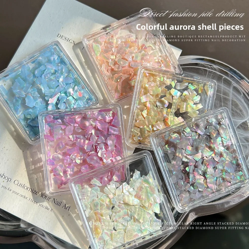 Natural Iridescent Mother of Pearl Shell Slices Aurora Shimmer Nail Art Flakes for 3D DIY Nail Art Manicure Decoration Supplies view 6