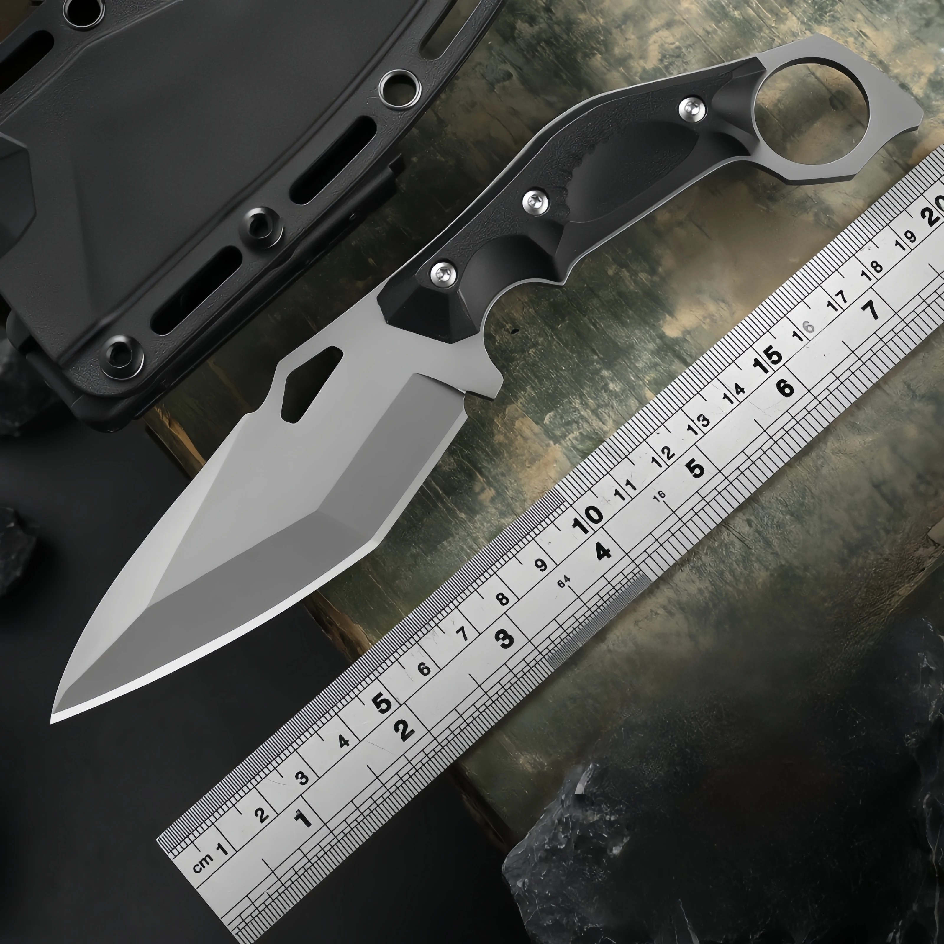 Hot Selling Outdoor Survival Camping Fixed Blade Hunting Tactical Straight Knife with Kydex Sheath