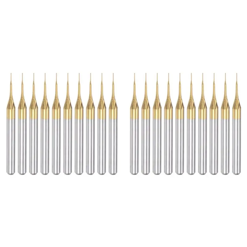 

ABZL 20PCS Titanium Coat Carbide End Mill Engraving Milling Cutter CNC Router Bits For PCB Machine, 1/8 Inch Shank 0.3Mm