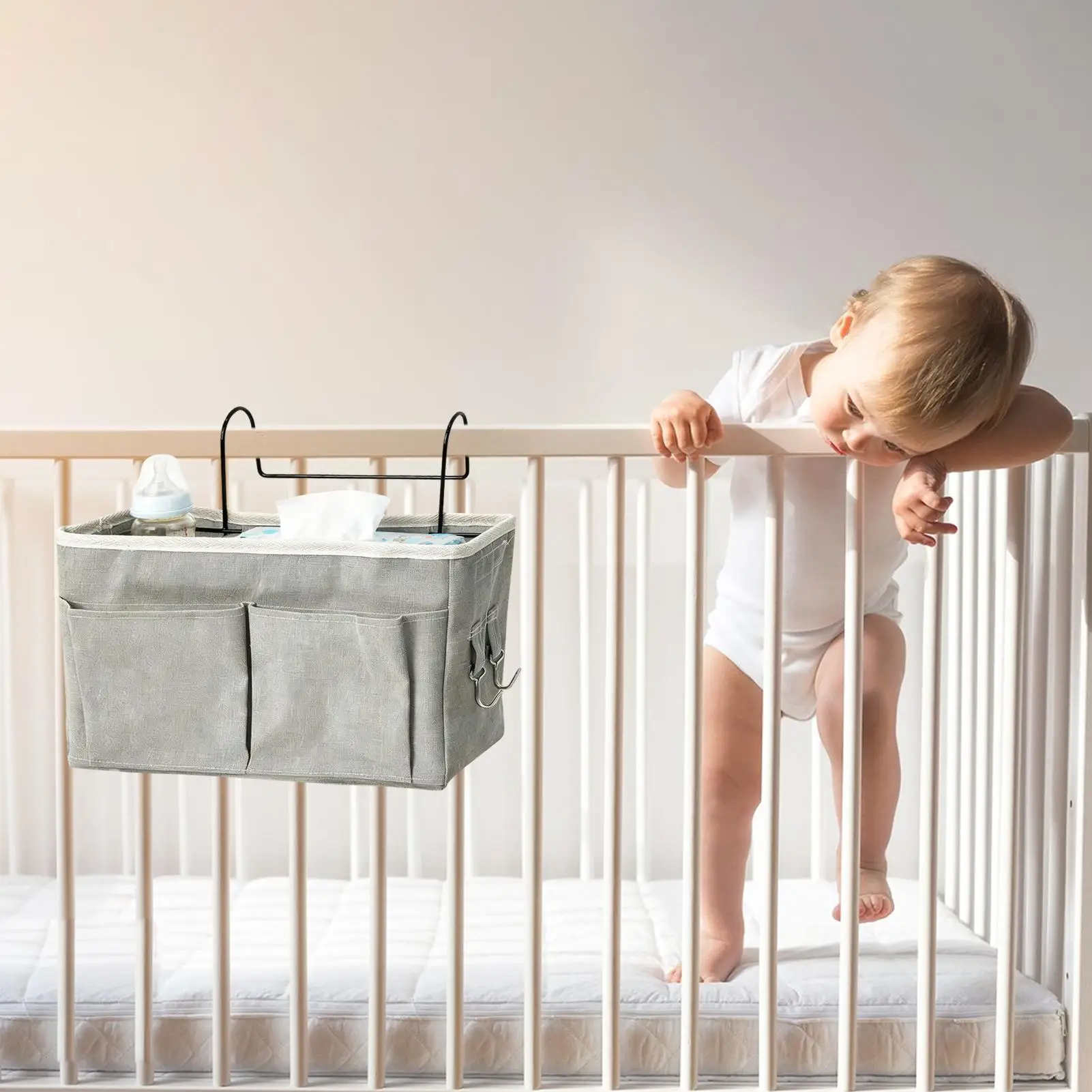 منظم السرير، حقيبة محمولة قابلة للتعليق، جيب حفاضات بجانب السرير، لغرفة النوم بطابقين، غرفة الأطفال، السفر، لعبة زجاجة الأطفال، الأنسجة #1