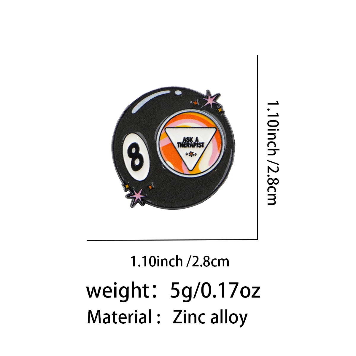 Black Ball 8 Enamel Pin Brooches For Women Lapel Pins Badge on Backpack Clothing Accessories Fashion Jewelry Gifts for Friends