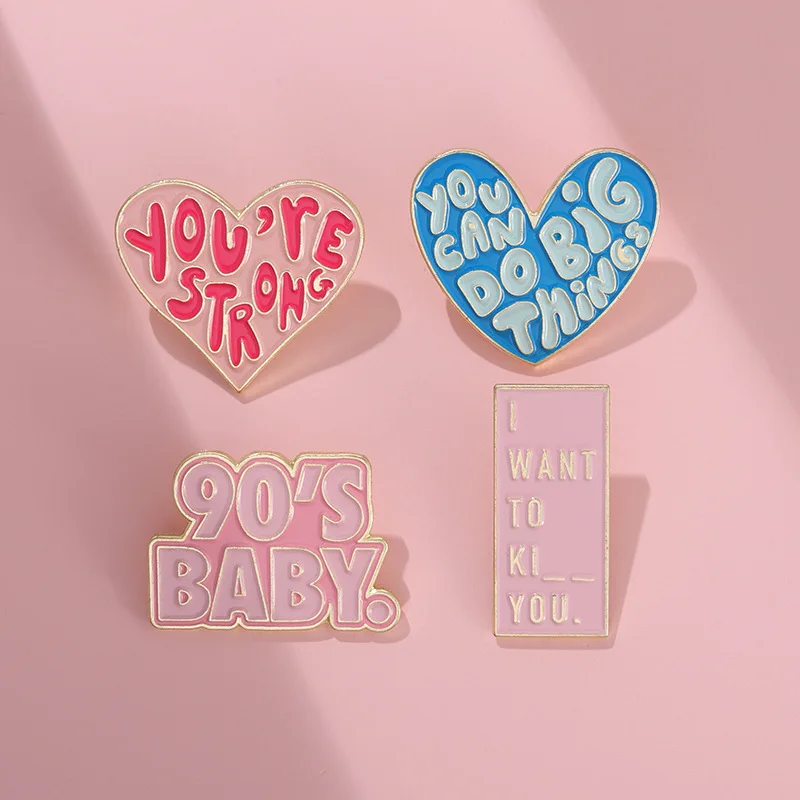 Hello huruf Enamel bros kecemasan masalah lebih baik kimia 90's bayi senang lencana logam Punk Lapel Pin perhiasan Aksesori Hadiah