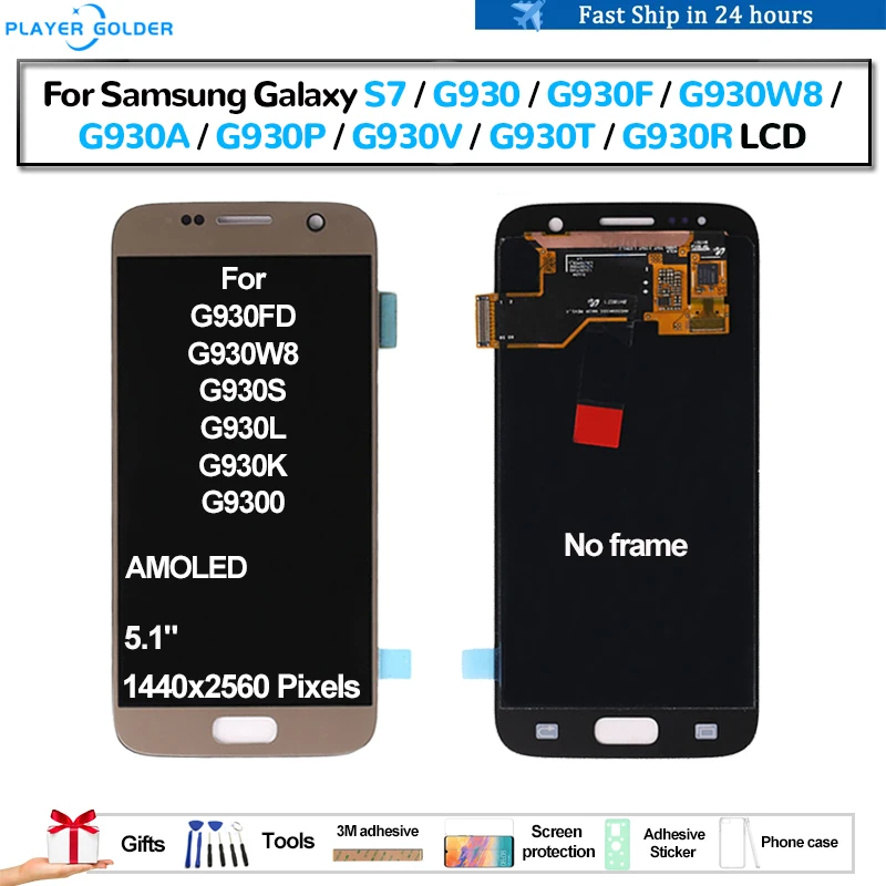 

AMOLED For Samsung Galaxy S7 G930 G930F G930FD G930W8 G930FD Pantalla lcd Display Touch Panel Screen Digitizer Assembly Repair