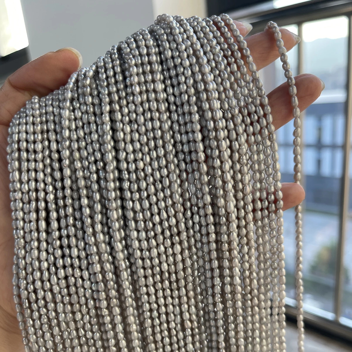 

Natural Freshwater Grey Rice Pearl 3-4mm For Jewelry Making DIY Bracelet Earrings Necklace Accessory