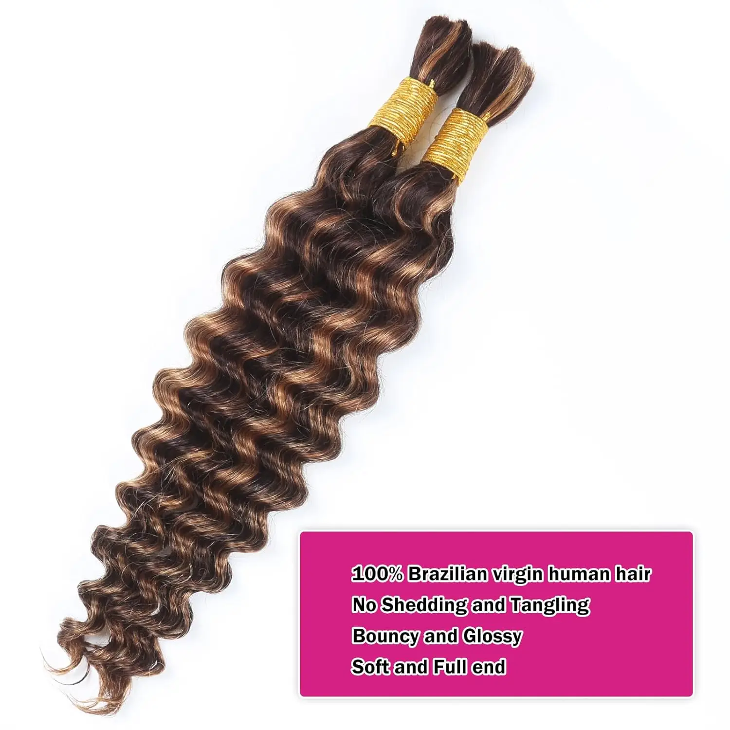 Luvin Highlight Water Wave Human Hair Bundles P4/27 Brown Blonde Braiding Hair Bundles Colored Curly Human Hair Weaving Bundles