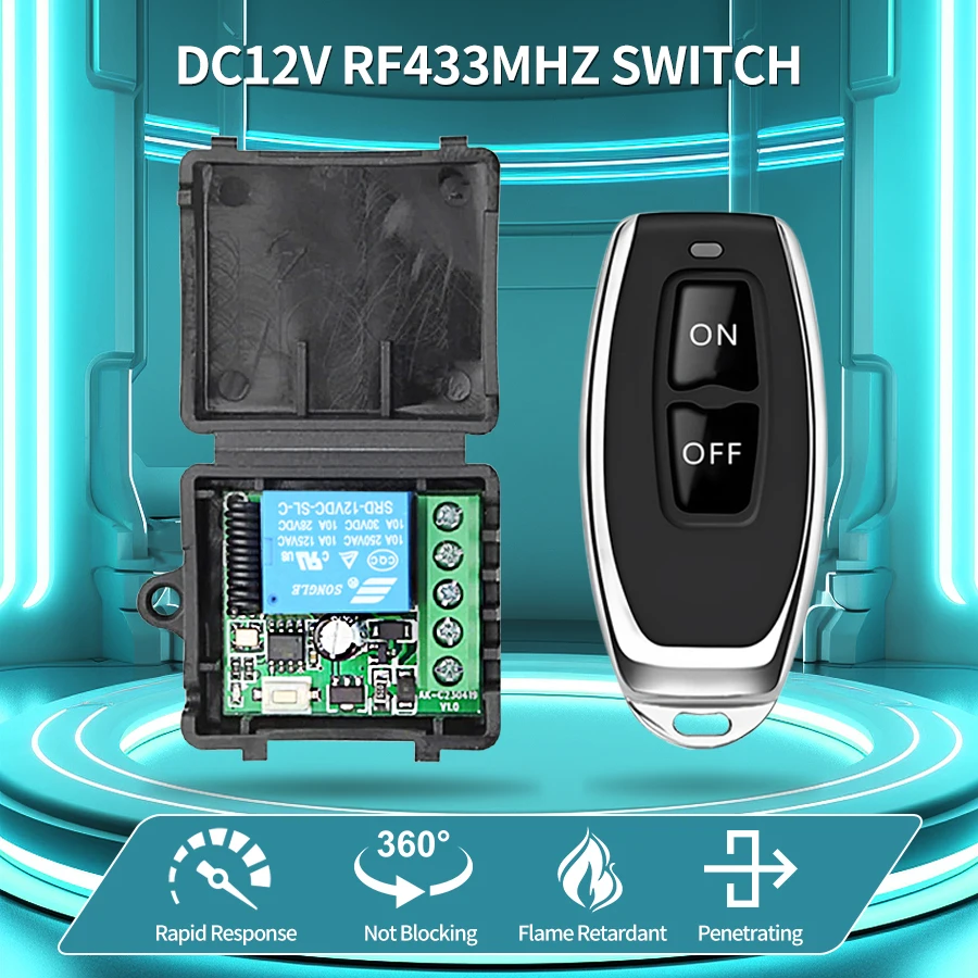 Bezprzewodowy przełącznik zdalnego sterowania RF 433Mhz DIY Moduł DC 12V 1CH 10A Odbiornik Nadajnik do domowego zamka elektromagnetycznego LED do