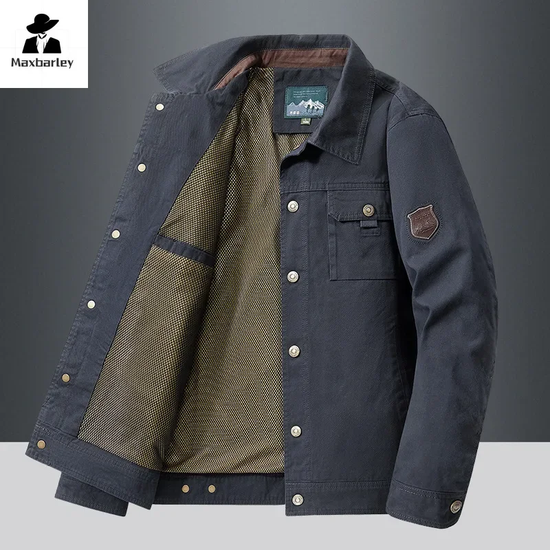 Spring Autumn Jacket Men Cotton Windbreaker Cargo Coat Green Men's Hunting Jackets Man Cargo Casual Denim Jacket Mens Clothes