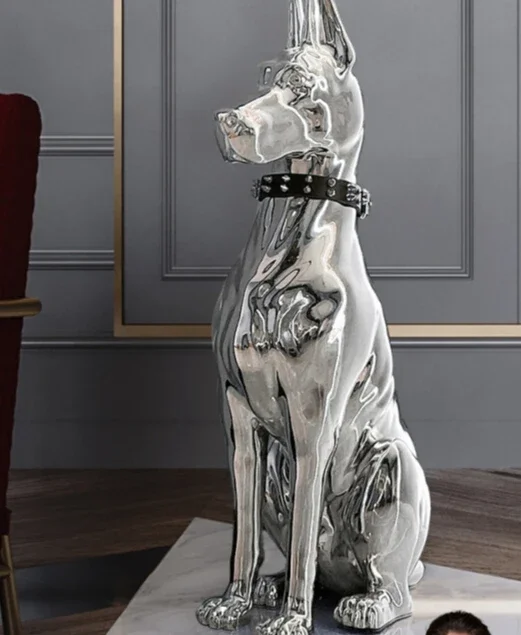 Modern luxury electroplated dog high-end home decoration, entrance TV cabinet, living room high-end sensory decoration