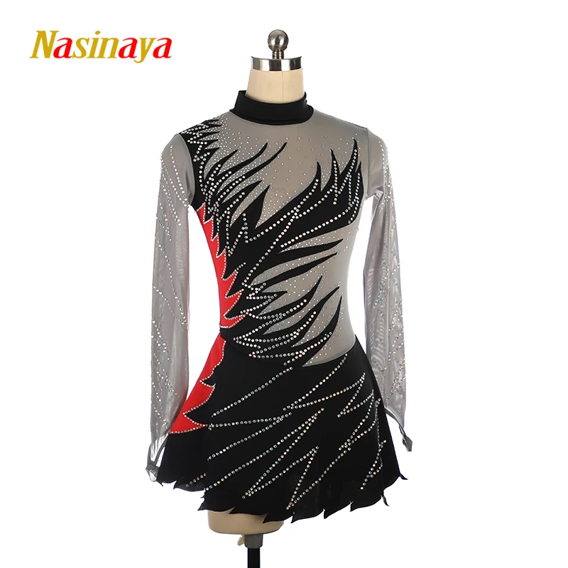 

Платье для соревнований по фигурному катанию, женское детское платье для художественной гимнастики, черный, серый цвет