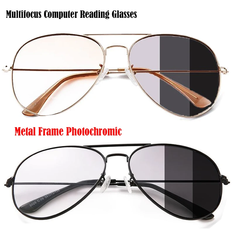 Photochrome Progressive Lesebrille Männer Chamäleon Brille Männlich Ändern Farbe Sonnenbrille Fahrer Dioptrien Brillen 1,0-3,5