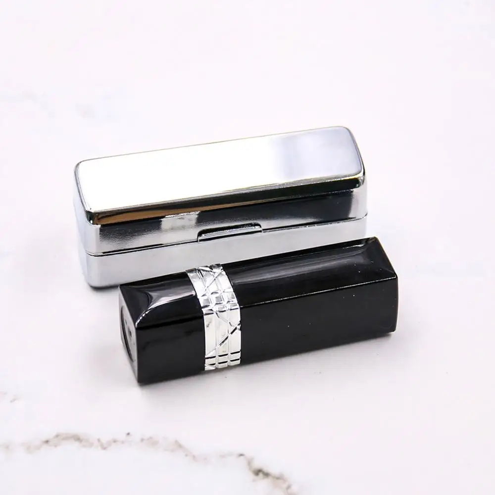 Metal Metallic Lip Stick Box Cosmetic Pill Cases Holder Inside with Mirror Wall Gift Lipstick Woman Jewelry Box Packaging Case