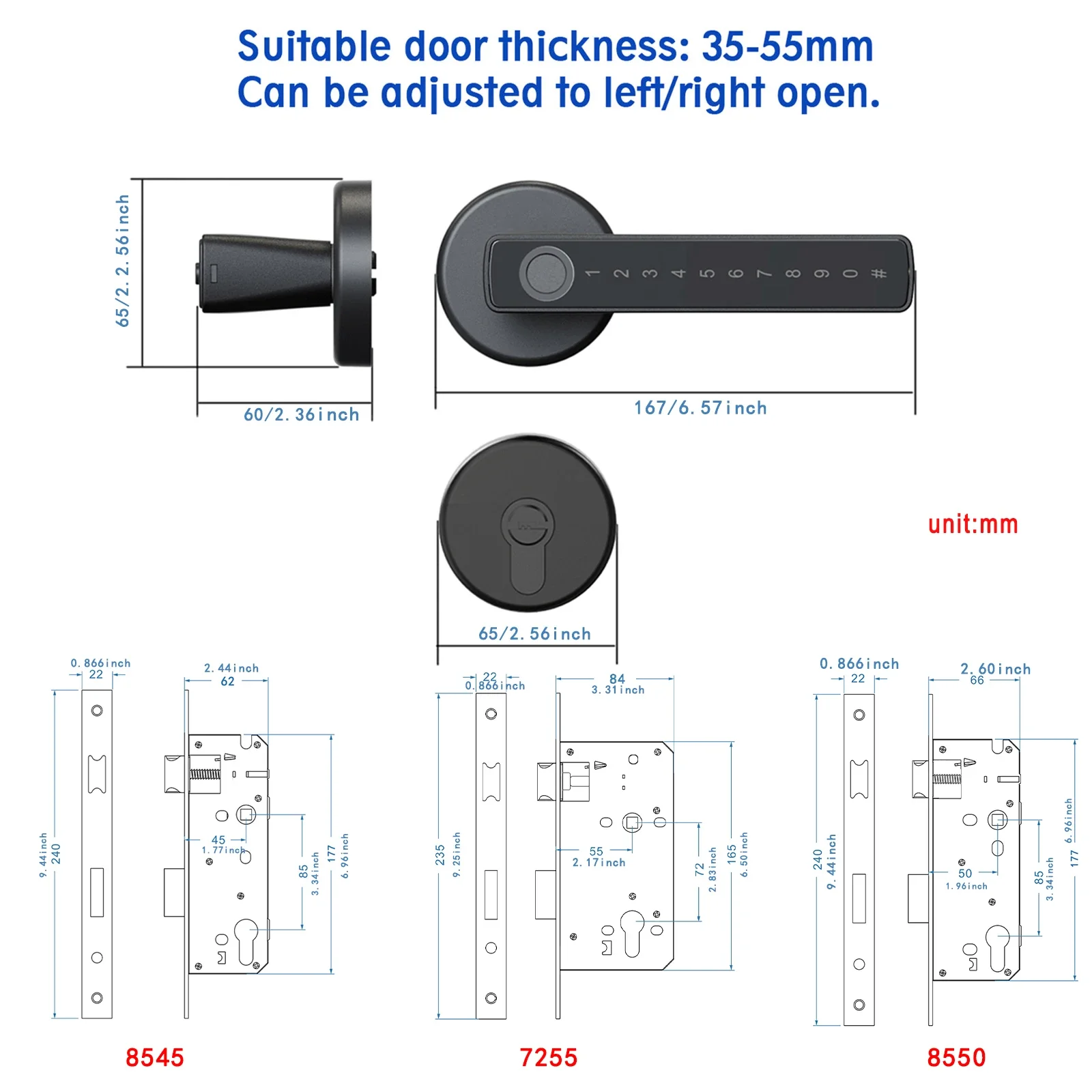 SMART Innentürschloss aus Holz, Tuya Bluetooth Smart Key Lock, Smart Card Passcode Fingerabdruck Keyless Lock Kombinationsvorhängeschloss