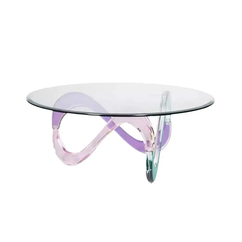 

Ribbon curve triangle coffee table transparent resin table sample room living room Internet celebrity decoration
