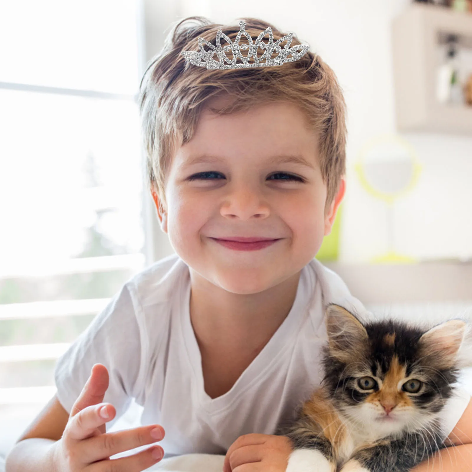 

Rhinestone Tiara Crown for Children Girls Hair Accessories Mini Comb Kids Wear Party Birthday Lightweight Durable Without Fading