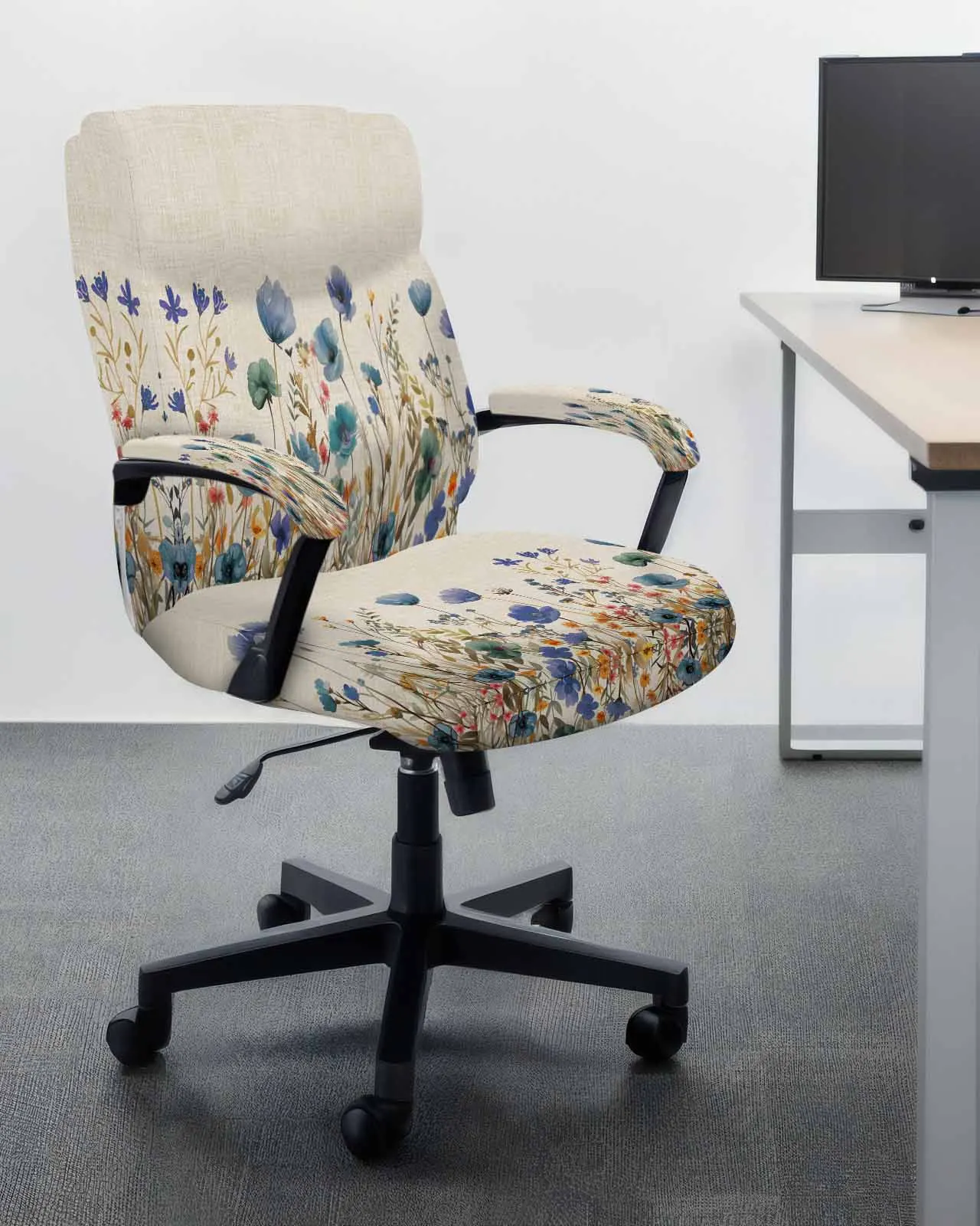 Watercolor Flowers Chrysanthemum Elastic Office Chair Cover Gaming Computer Chair Armchair Protector Seat Covers