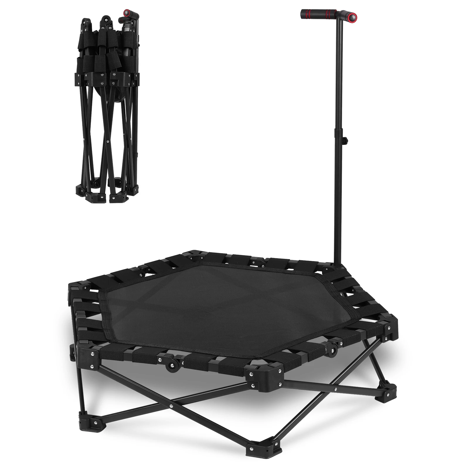 

Portable Exercising Trampoline One-Step Fold & Open Folding Bounce Trampoline 225kg Max Load Indoor & Outdoor Workout
