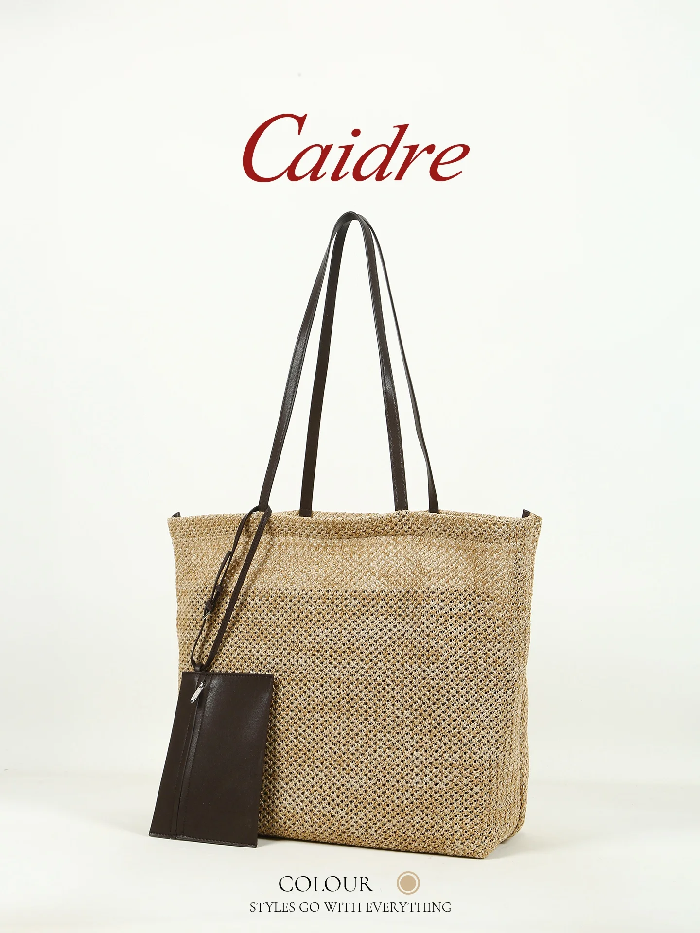 Caidre Summer Casual Large Capacity Commuter Bag Women's Lazy Woven Straw Tote Shoulder Bag Korean Style Underarm Bag
