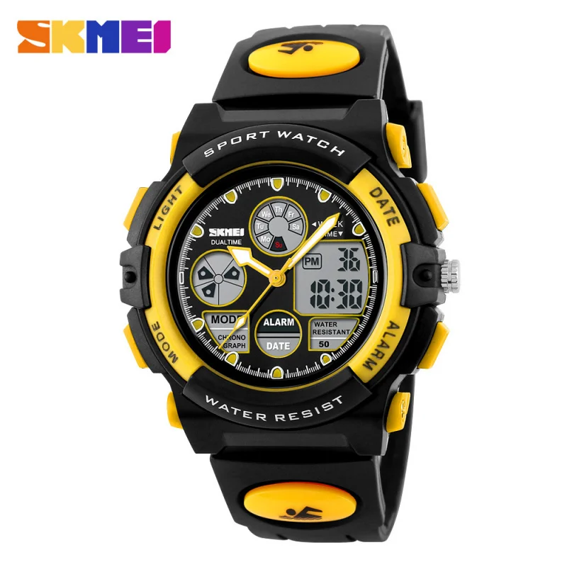 BeautifulskmeiChildren's Electronic Watch Multi-Functional Sport Watch Watch Waterproof Electronic Watch Student's Watch-B