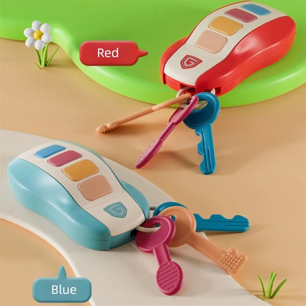 Brinquedos musicais multicoloridos para bebês, plástico com simulação de borracha macia, chave de carro, desenvolvimento intelectual, som e luz