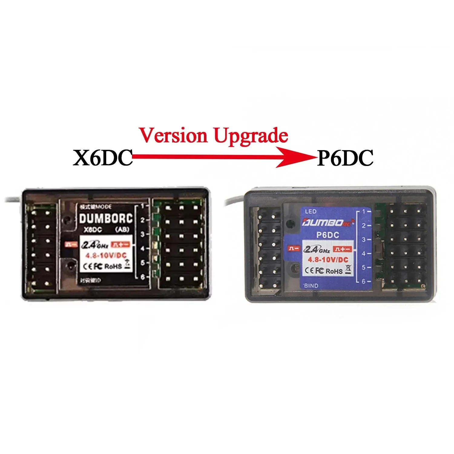 DUMBORC P6DC 2.4G 6CH récepteur de contrôle de la lumière pour émetteur X4 X6 DDF-350 télécommande RC voiture chenille bateau Axial SCX10 D90