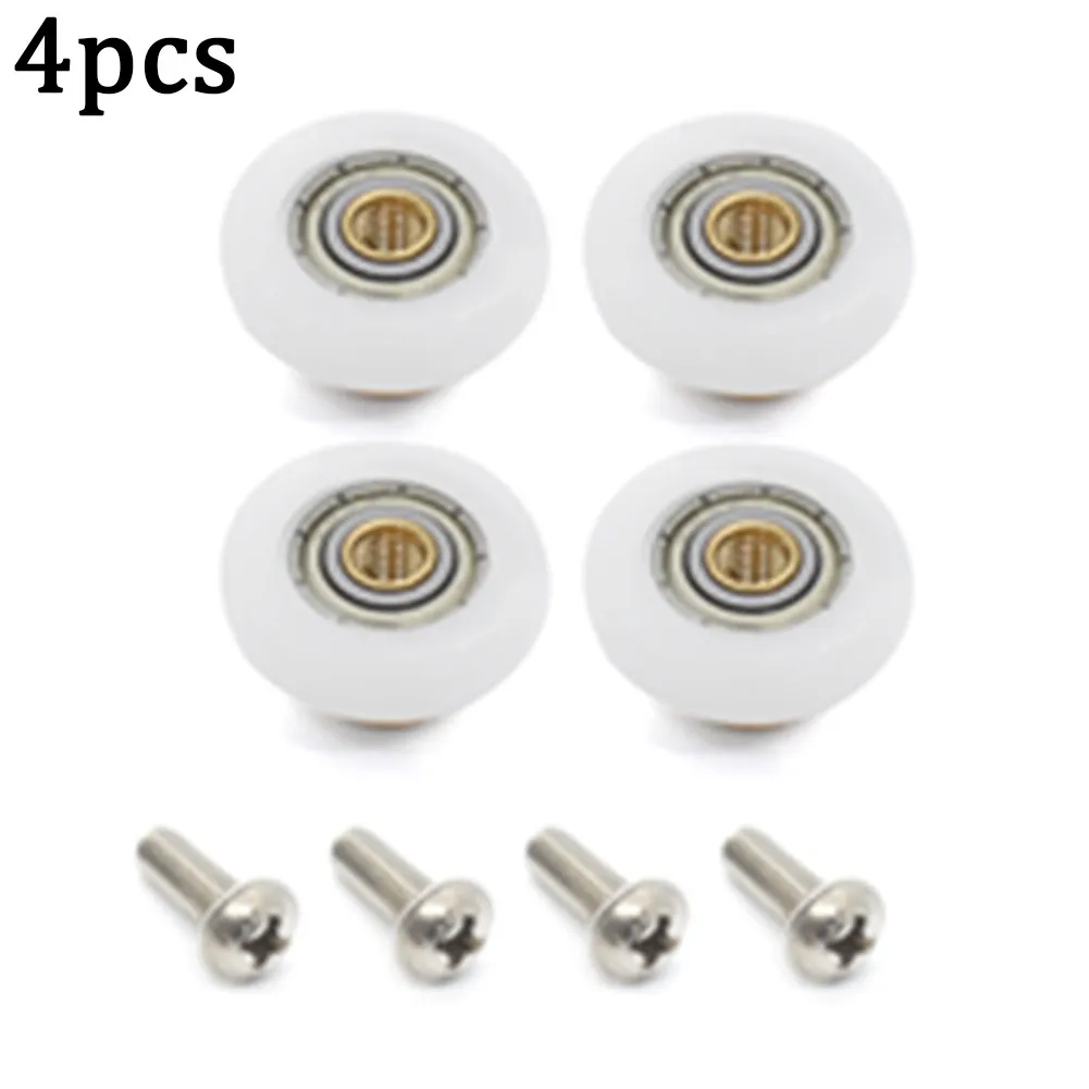 الحمام دش الباب بكرات بكرة عجلات كبيرة معلقة عجلة النحاس الأسطوانة باب زجاجي النايلون استبدال انزلاق 4 قطعة