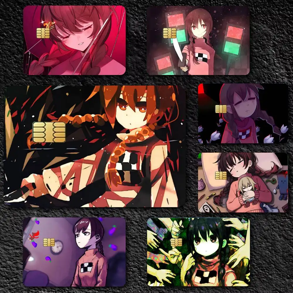 Classic Game Anime Madotsuki Yume N-Nikki Credit Card Stickers Skin For Bank Bus Metro 4PCS Cover Film Gift