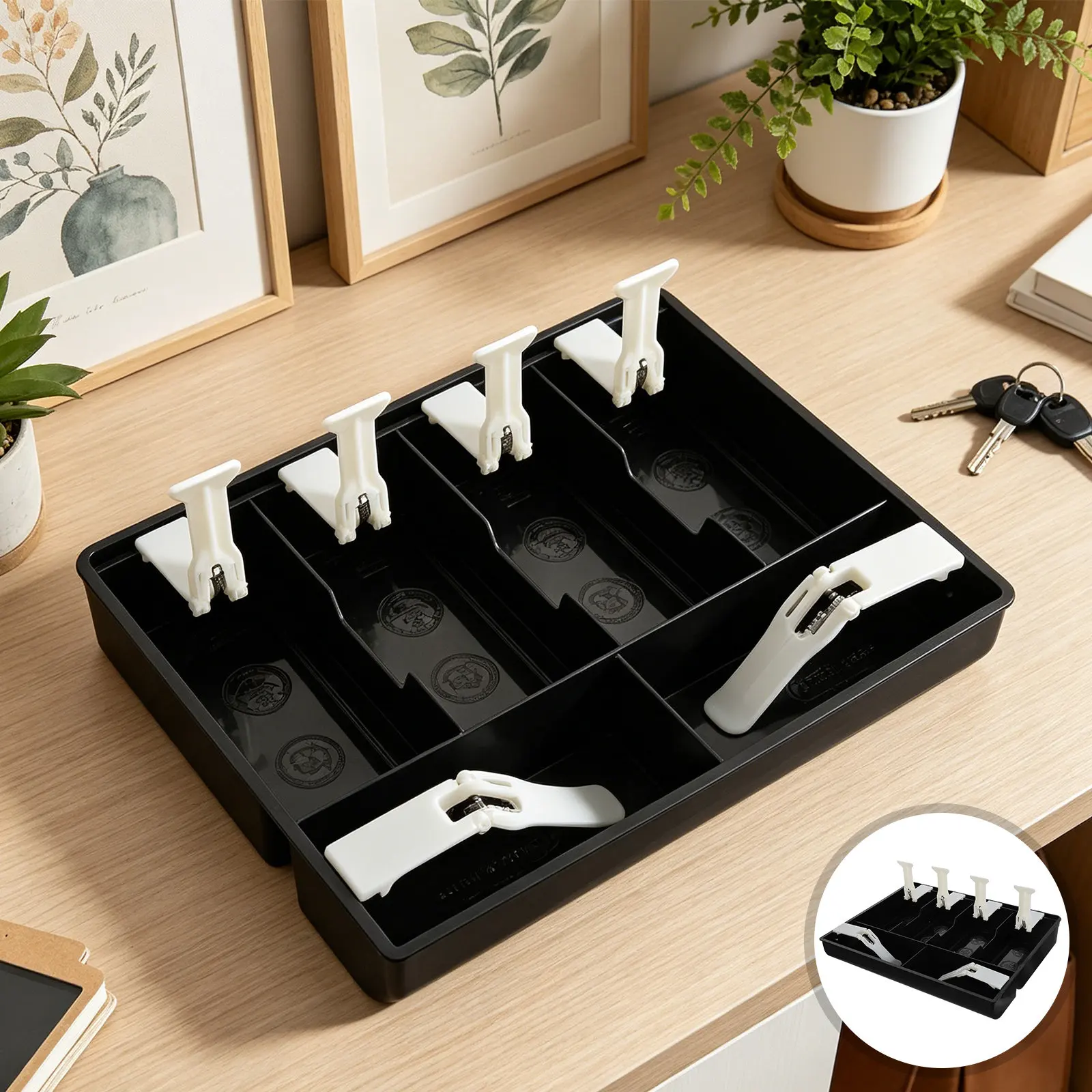 Cash Register Drawer Insert Tray 6 Compartments Cash Drawer Organizer Clip Currency Till Replacement Money Tray for Retail