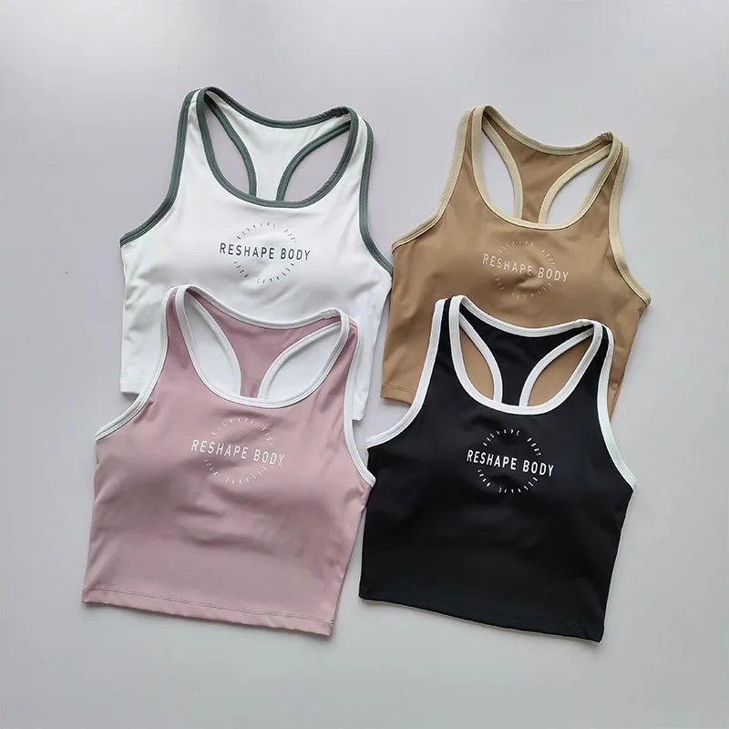 

2023 New Sports Bras Sports Crop Tops Women Fitness Vest Seamless Running Underwear Shockproof Yoga Bra Gym Push Up Sport Bras