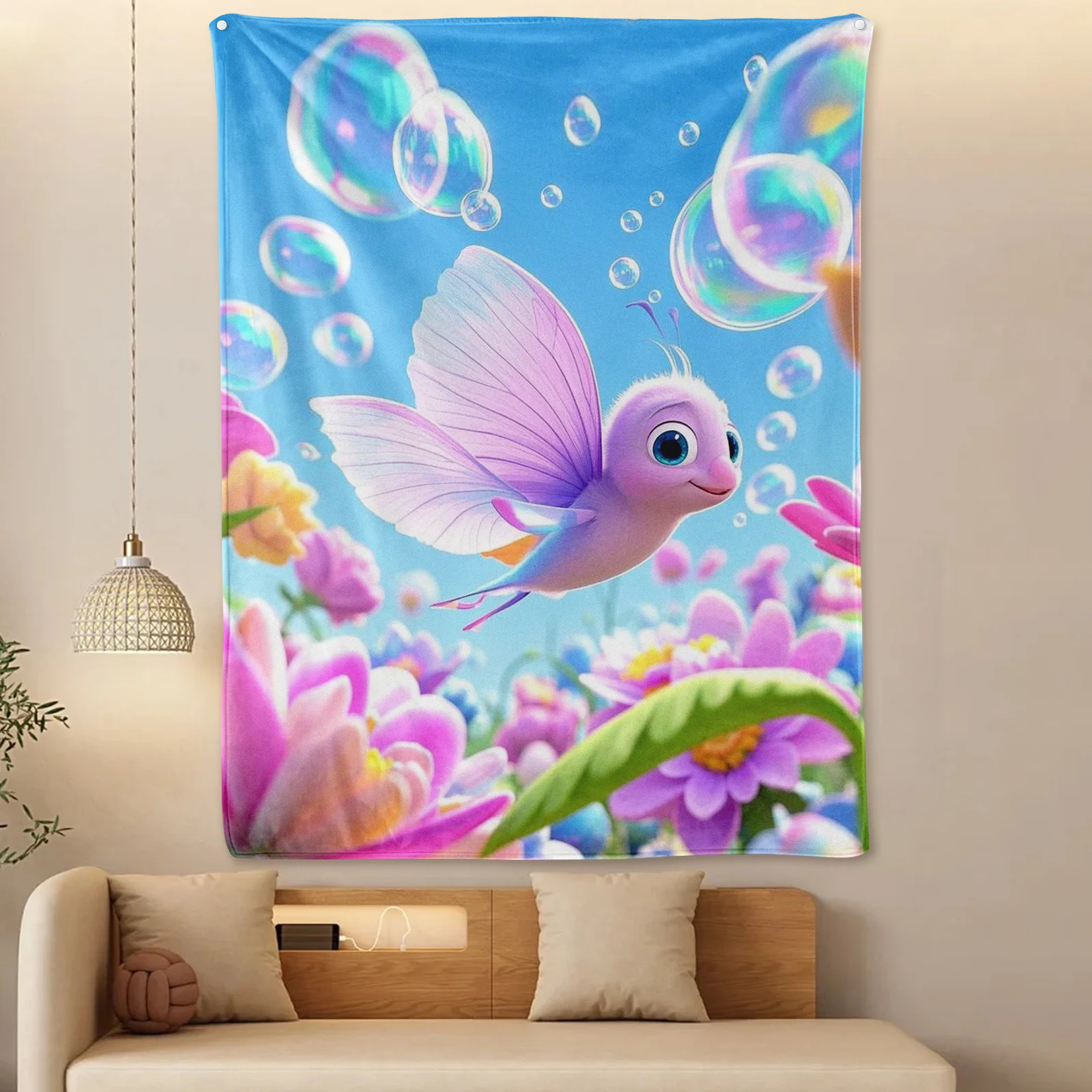 Couverture de fleur de bulle de papillon de mer rose pour thèmes amusants fantaisistes et vibrations mignonnes ludiques dans le Style de conception de décoration intérieure