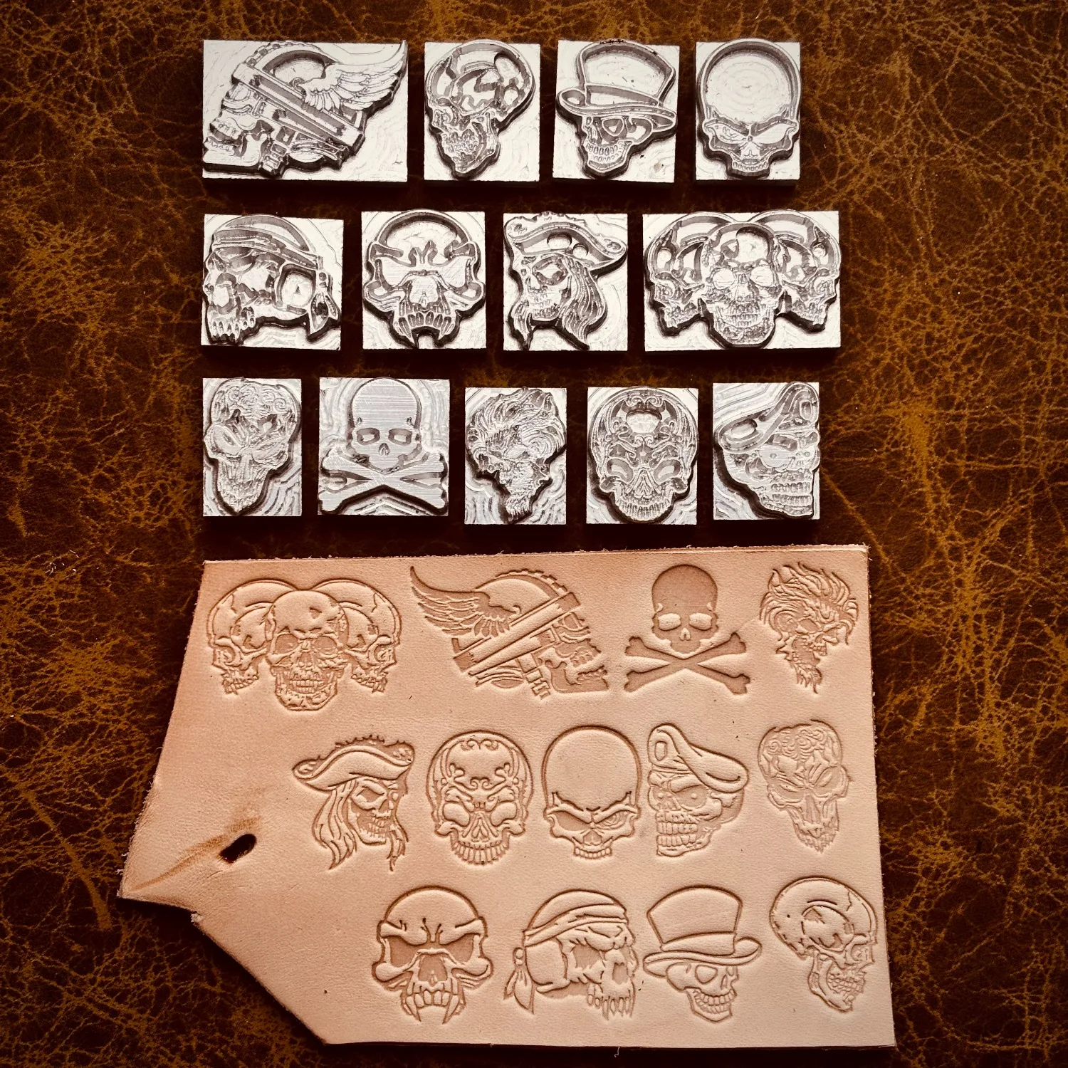 13pcs Skull Pattern Leather Stamp Set Skeleton Embossing Mold Hot Stamping Leather Craft Tool Carving Pressing Stamps