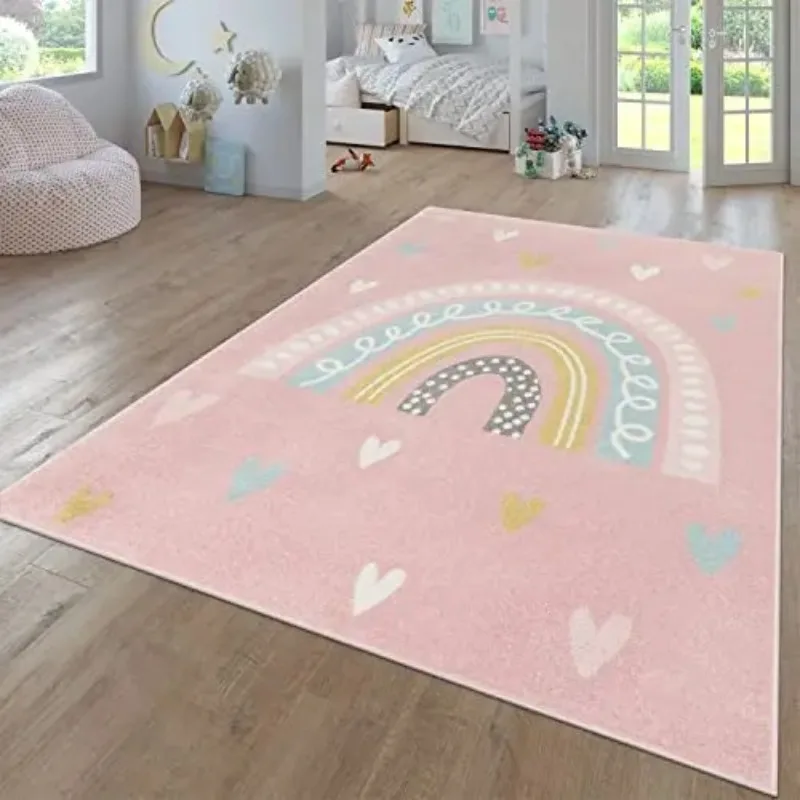 Rainbow Carpet for Living Room Decoration Home Sofa Coffee Table Baby Crawling Rug Non-slip Bedroom Cloakroom Floor Mat Washable