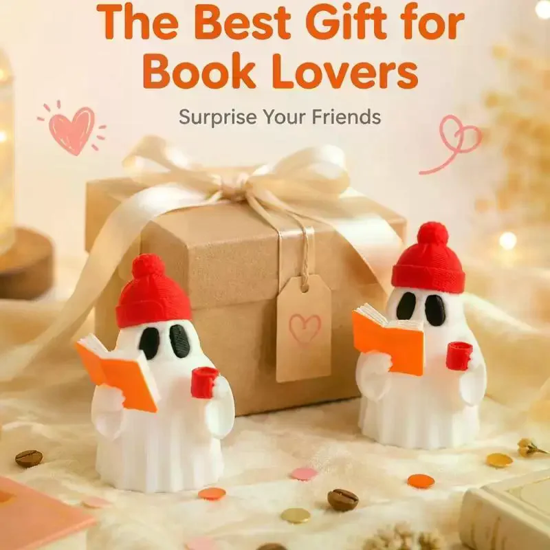 Cute Ghost Reader Figurine Collectible Figurines Ornaments Fashionable And Fun For Christmas Decor Or Living Room/Desk Display