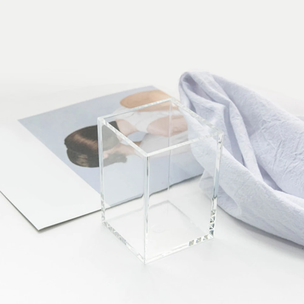

Acrylic Pen Holder Cup Desktop ganizer Storage Box Pencil Makeup Brush Holder Non Slip Cork Mat Elegant Color