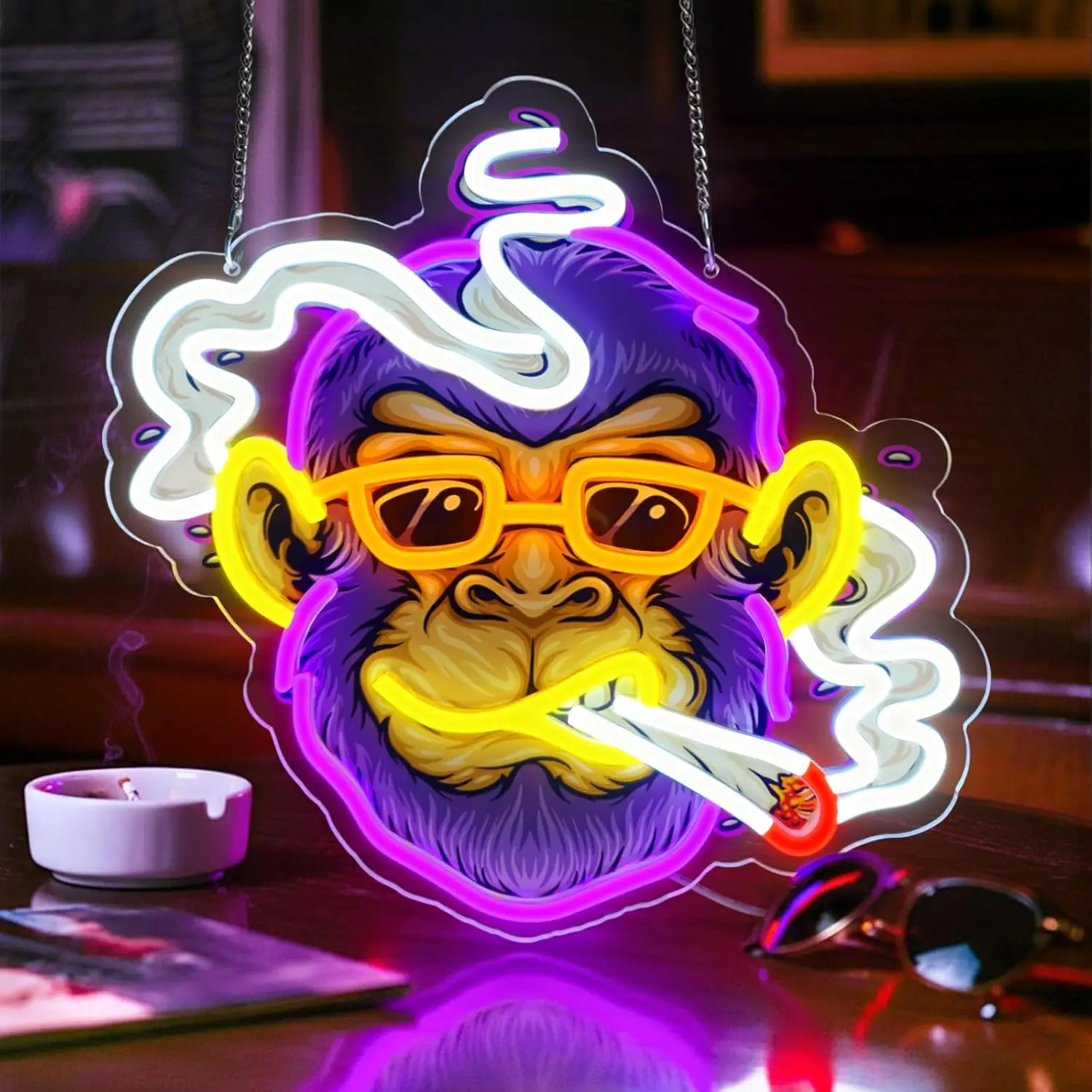 

Неоновая вывеска Cool Monkey с USB-питанием, регулируемой яркостью, аниме-светильник LED для спальни, бара, вечеринок, быстрая доставка