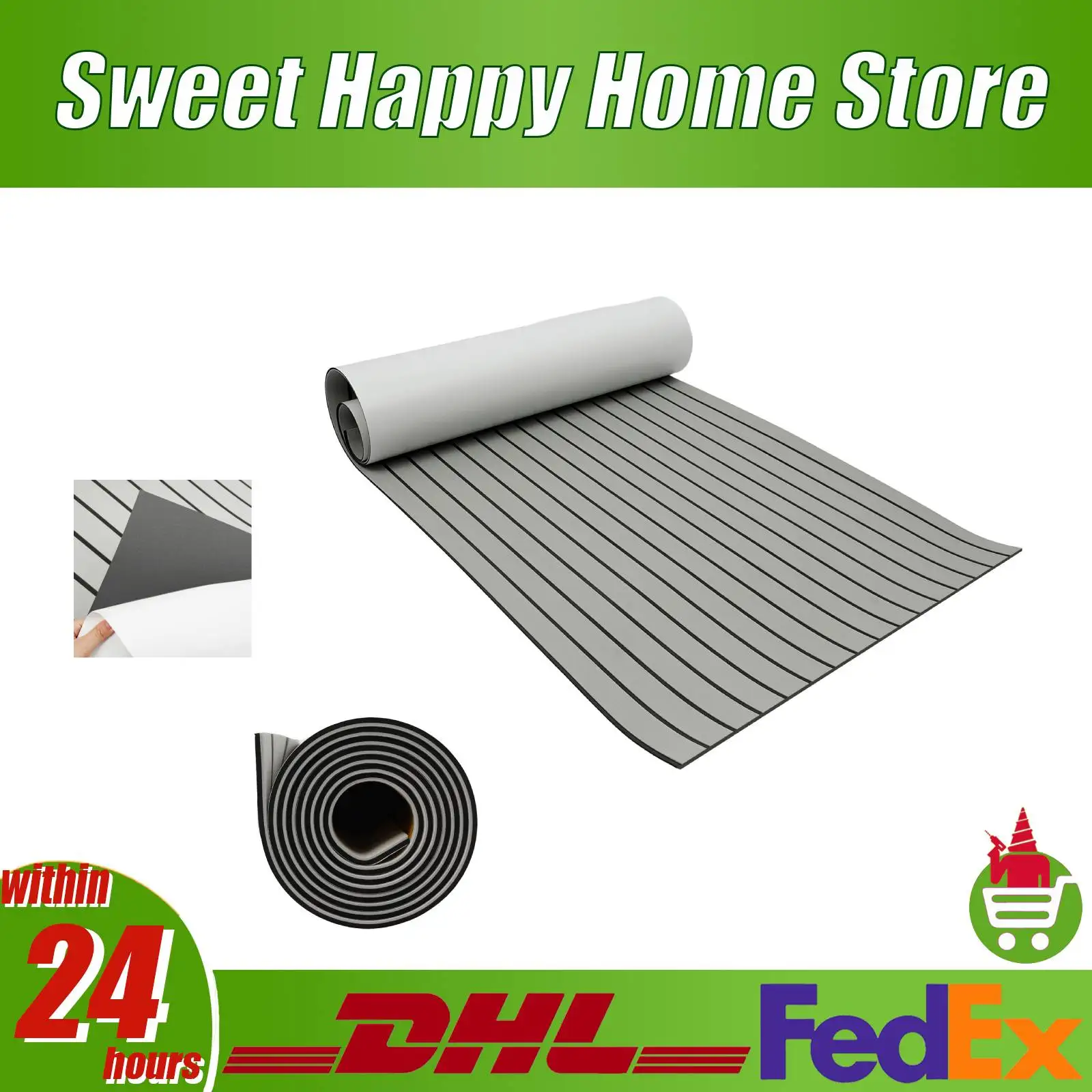 

EVA Foam Anti-Slip Self-Adhesive Waterproof Cuttable Boat Deck RV Camper Gym Floor Noise Reduction Mat Teak Design