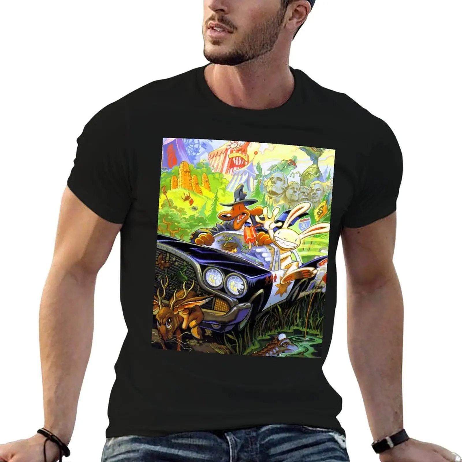 

Sam & Max (High Contrast) T-Shirt cotton t shirts man 100% t shirts for man pack cotton T-Shirt