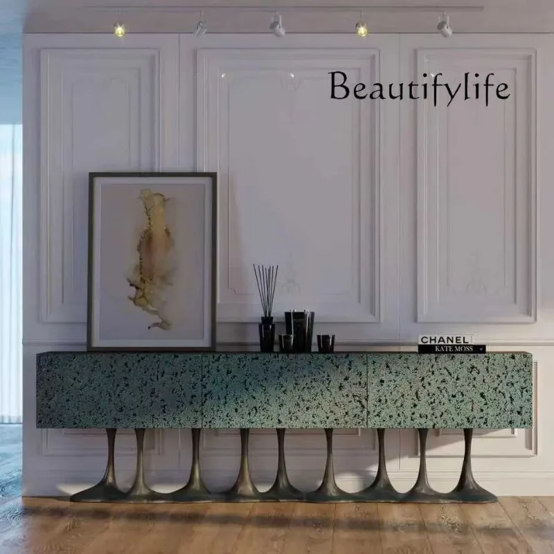N40 Modern simple light luxury dining side cabinet, foyer entry against the wall, porch cabinet, texture art locker