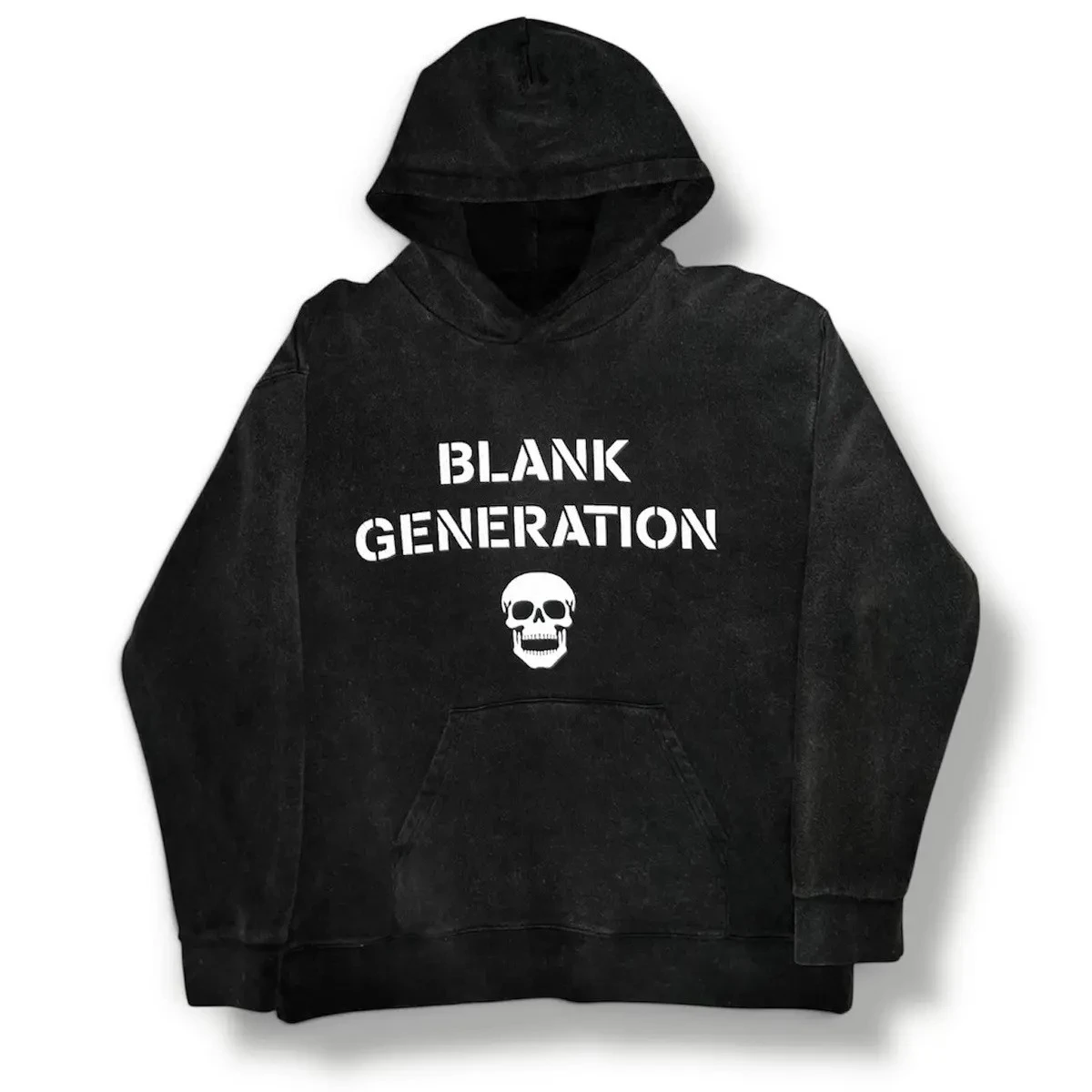 Blank Generation Vintage Punk Graphic Hoodie Black Skull Graphic Crewneck Sweatshirt Mens Women Vintage Streetwear Pullover