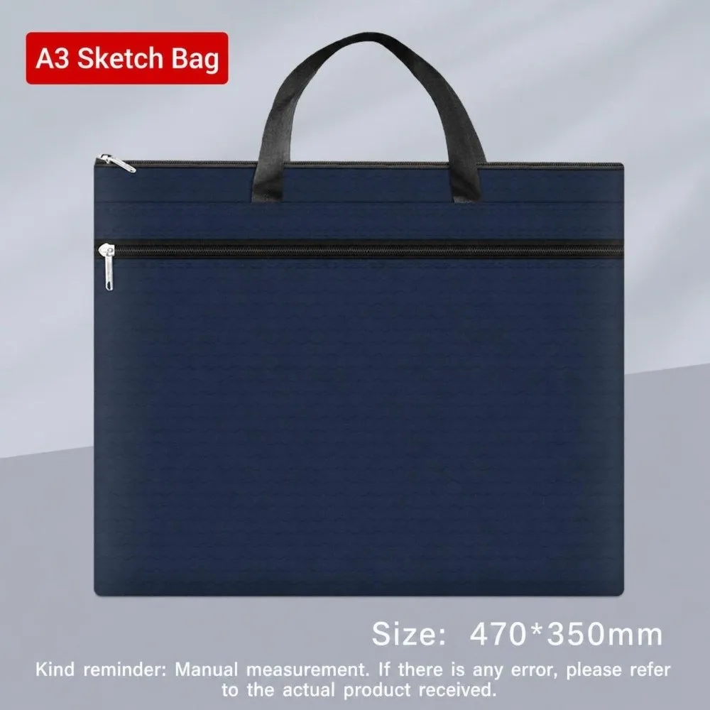 Waterproof Oxford Cloth A3 Document Bag with Handle Large Capacity Zipper File Bag A3 Sketch Drawing Storage Bag