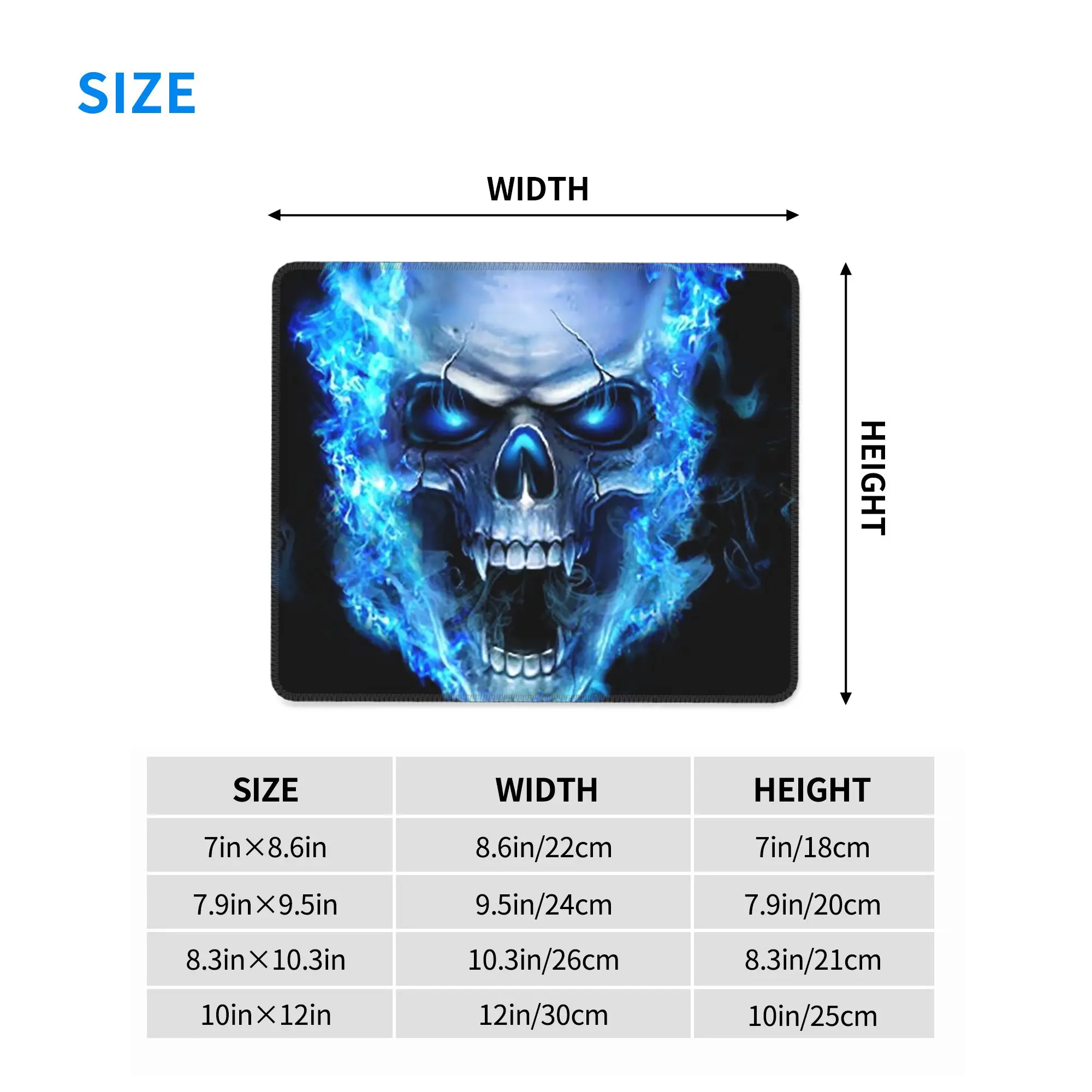 Skull Bone Skeleton Blue Fire Skull Mouse Pad Computer Keyboard Mouse Mat Gamer PC Laptop Desk Mat Office Accessories Table Mats